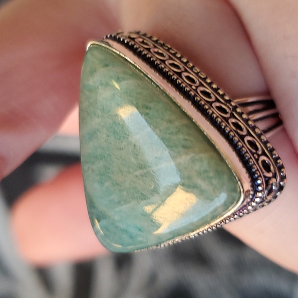 New Amazonite 925 Silver Triangle Ring. - Picture 14 of 16